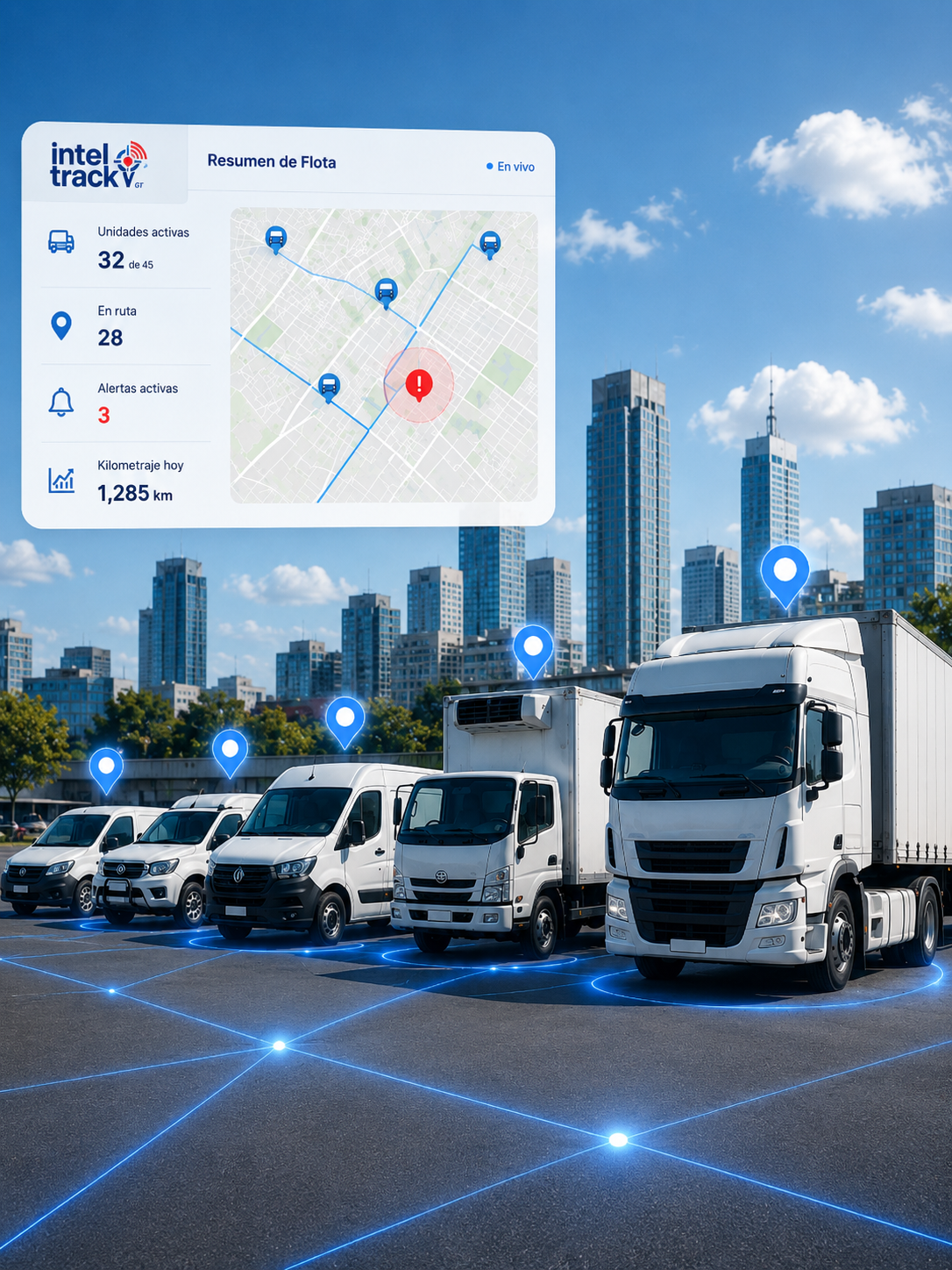 Flotilla empresarial monitoreada por GPS
